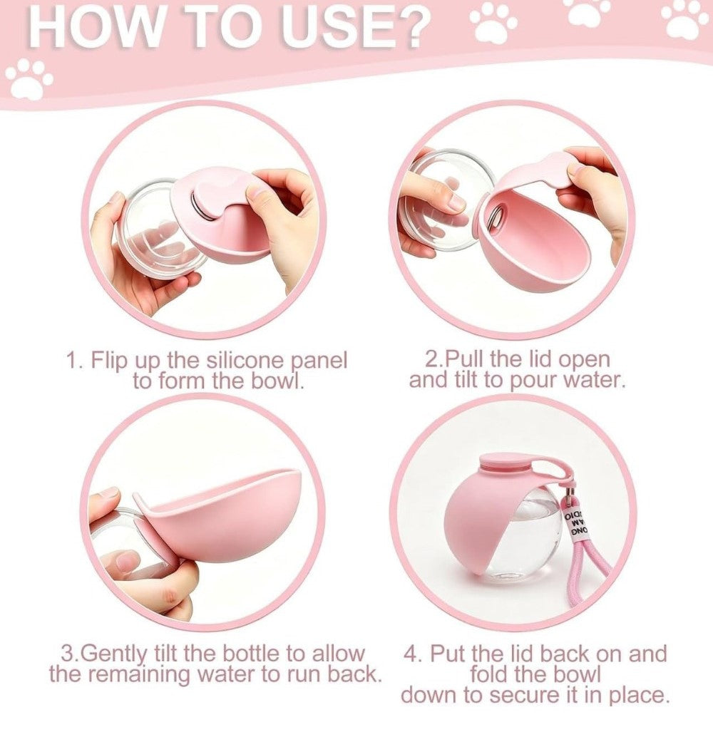 Generic Plastic-Silicone Dog Water Dispenser (Pink)