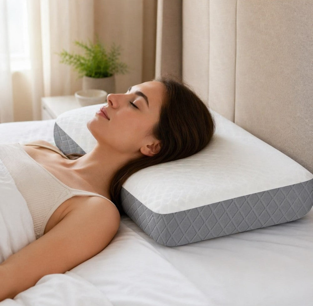 Generic Memory Foam Orthopedic Memory Foam Pillow For Sleeping (White-Grey)