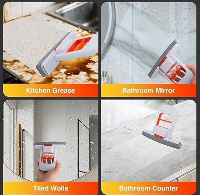 Generic Plastic Mini Sponge Mop (White-Orange)