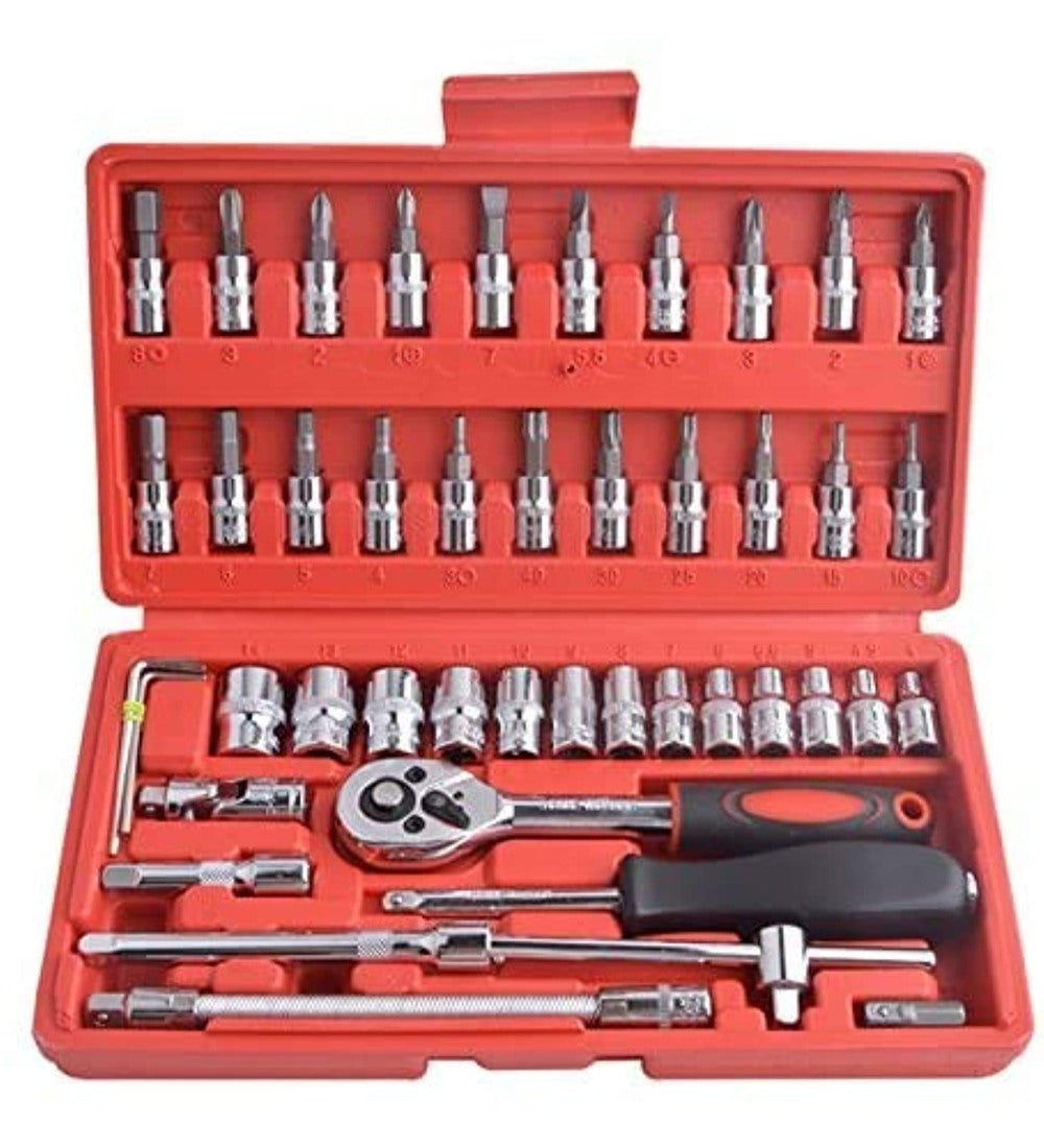 Generic Steel 46-In-1 Tool Kit (Silver-Red)