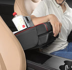Faux Leather 5-In-1 Car Arm Rest Cushion With Cup Holder (Black-Red)
