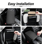 Leather Car Armrest Cushion Cover (Black)