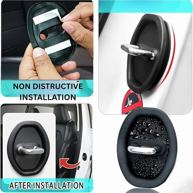 Generic Pack of 2Silicone Car Door Lock Protector Cover - 4 Pieces Set (Black)