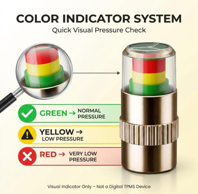 Generic Brass Air Pressure Alert Valve Cap (Multicolor)