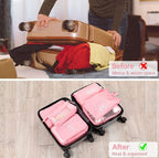 Nylon 7 Pcs Travel Waterproof Storage Bag (Pink)