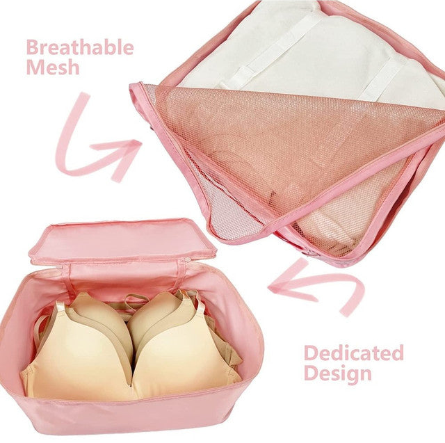 Generic Nylon 7 Pcs Travel Waterproof Storage Bag (Pink)