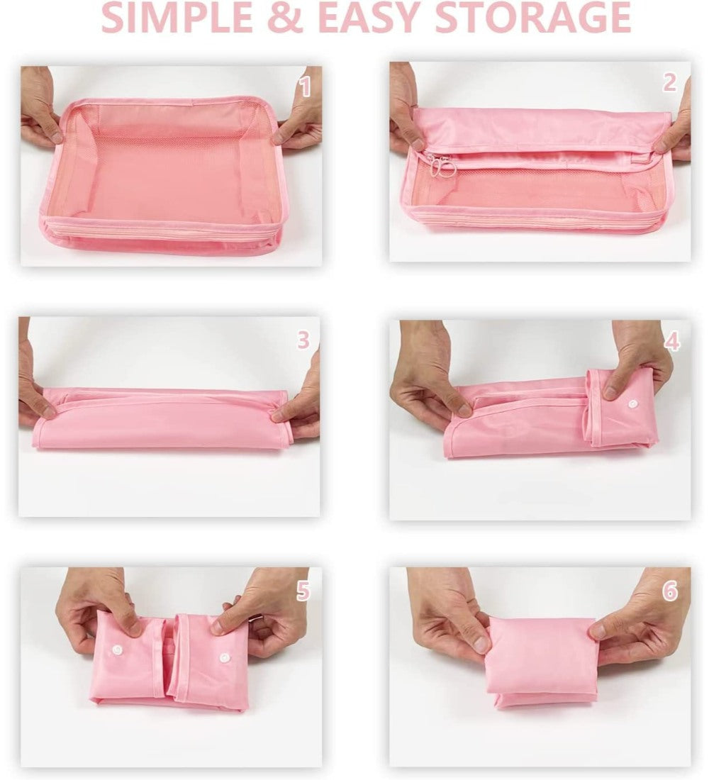 Generic Nylon 7 Pcs Travel Waterproof Storage Bag (Pink)
