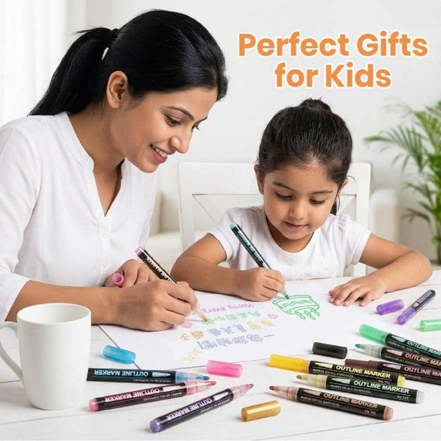 Generic Plastic 12 pieces set Gel Outliner Pens Set (Multicolor)