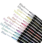 Plastic 12 pieces set Gel Outliner Pens Set (Multicolor)
