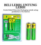 Steel 2 pieces set Type C Rechargeable Batteries (Green-Yellow)
