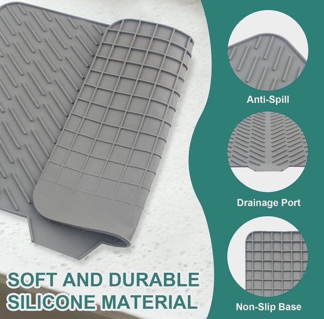 Generic Silicone Dish Drying Mat Size 14*12 Inch (Grey)