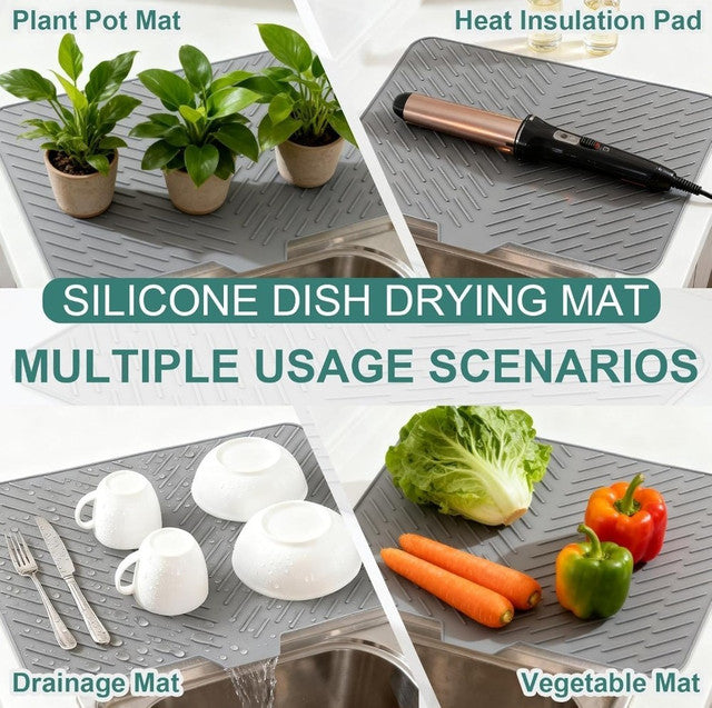 Generic Silicone Dish Drying Mat Size 14*12 Inch (Grey)