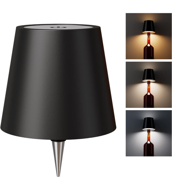 Plastic Wireless Wine Bottle Lamp (Black)