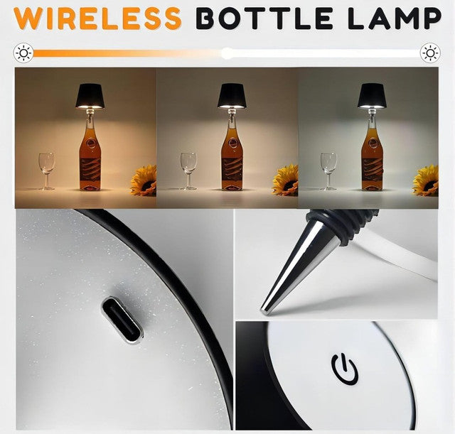 Generic Plastic Wireless Wine Bottle Lamp (Black)