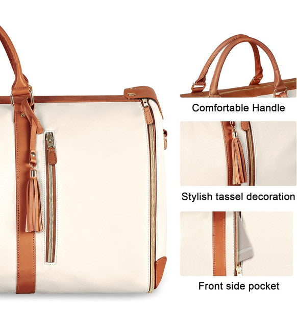 Generic Faux Leather 2-In-1 Convertible Travel Bag (Beige)