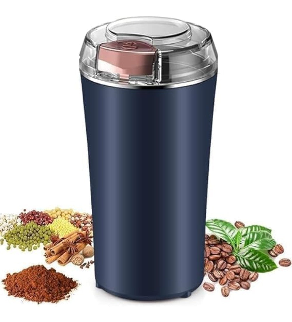 Generic Plastic-Stainless Steel Electric Coffee Bean Grinder (Navy Blue)