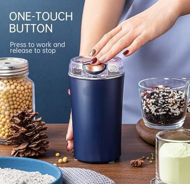 Generic Plastic-Stainless Steel Electric Coffee Bean Grinder (Navy Blue)