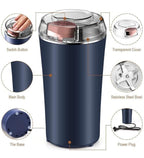 Plastic-Stainless Steel Electric Coffee Bean Grinder (Navy Blue)