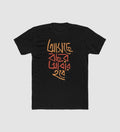 Men's Polyester Printed Round Neck Short Sleeve T-Shirt (Black)