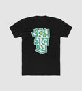 Men's Polyester Printed Round Neck Short Sleeve T-Shirt (Black)
