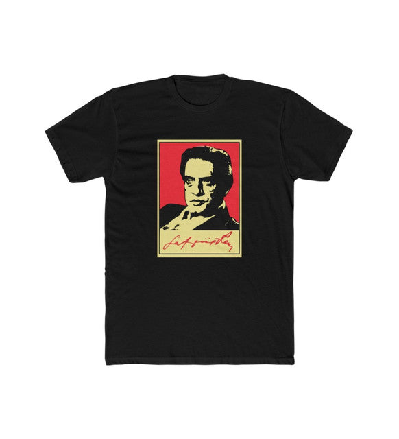Men's Polyester Printed Round Neck Short Sleeve T-Shirt (Black)