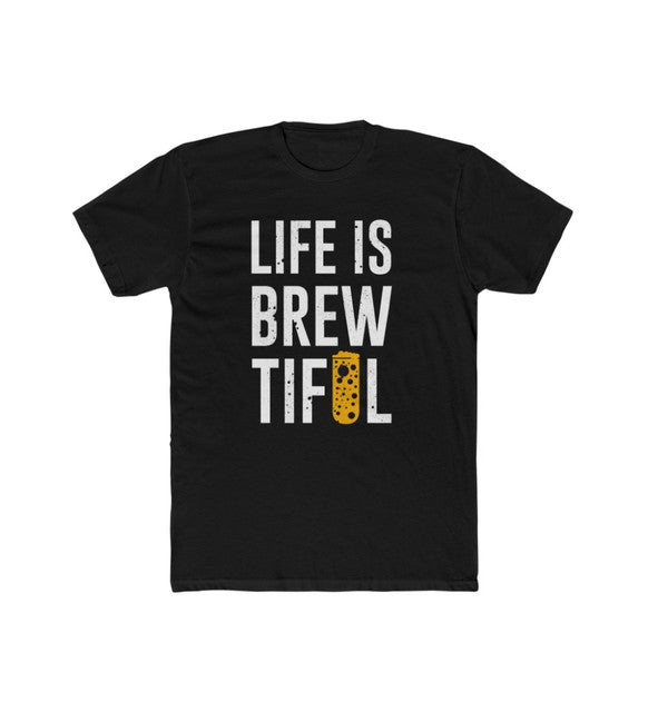 Men's Polyester Printed Round Neck Short Sleeve T-Shirt (Black)