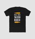 Men's Polyester Printed Round Neck Short Sleeve T-Shirt (Black)