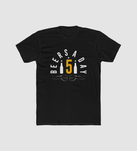 Men's Polyester Printed Round Neck Short Sleeve T-Shirt (Black)