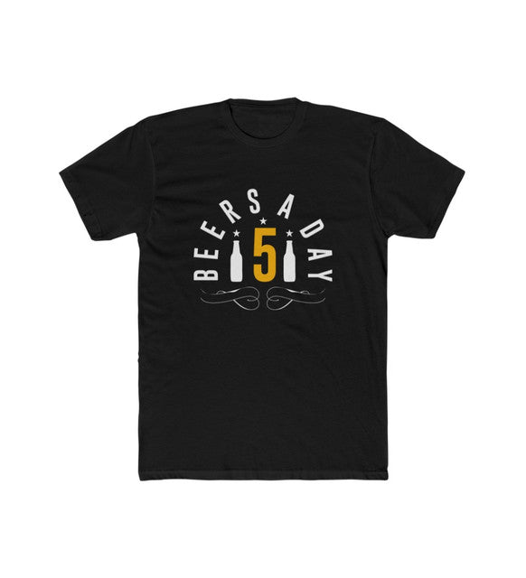 Men's Polyester Printed Round Neck Short Sleeve T-Shirt (Black)
