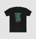 Men's Polyester Printed Round Neck Short Sleeve T-Shirt (Black)