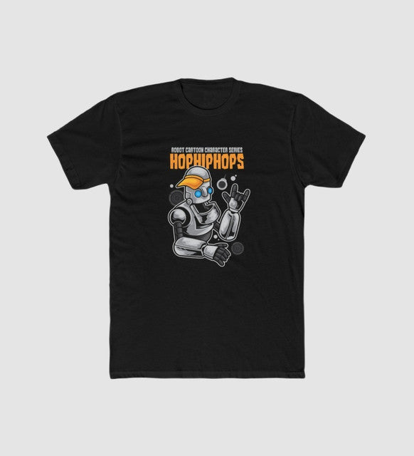 Men's Polyester Printed Round Neck Short Sleeve T-Shirt (Black)