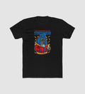 Men's Polyester Printed Round Neck Short Sleeve T-Shirt (Black)