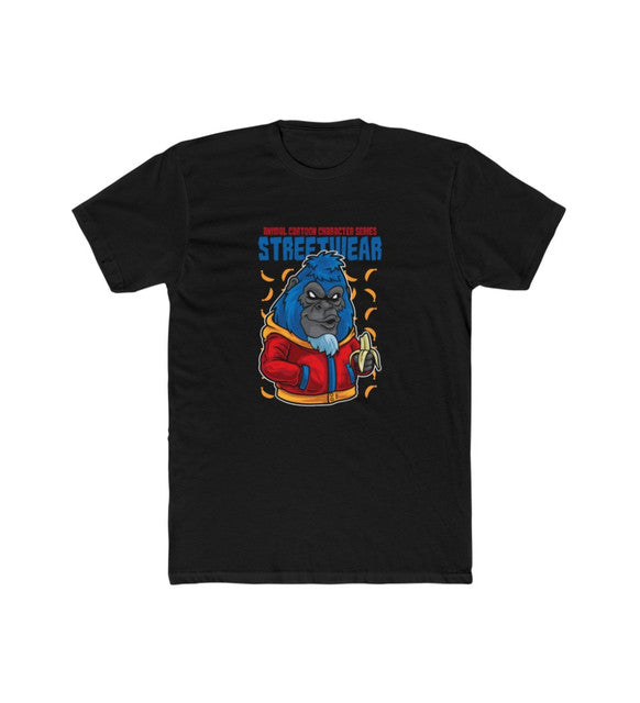 Men's Polyester Printed Round Neck Short Sleeve T-Shirt (Black)