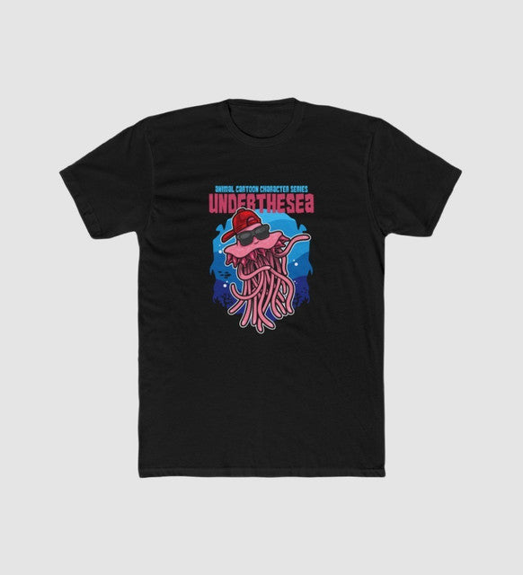 Men's Polyester Printed Round Neck Short Sleeve T-Shirt (Black)