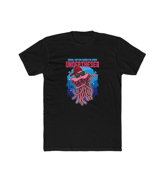 Men's Polyester Printed Round Neck Short Sleeve T-Shirt (Black)