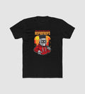 Men's Polyester Printed Round Neck Short Sleeve T-Shirt (Black)
