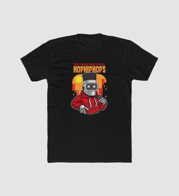 Men's Polyester Printed Round Neck Short Sleeve T-Shirt (Black)