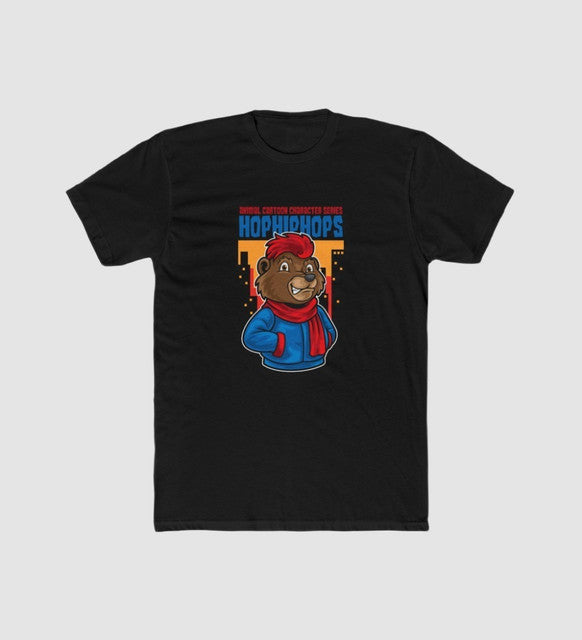 Men's Polyester Printed Round Neck Short Sleeve T-Shirt (Black)