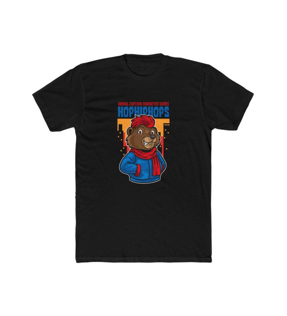 Men's Polyester Printed Round Neck Short Sleeve T-Shirt (Black)