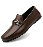 Men's Synthetic Leather Solid Slip-On Casual Loafers With Metal Bit (Brown)