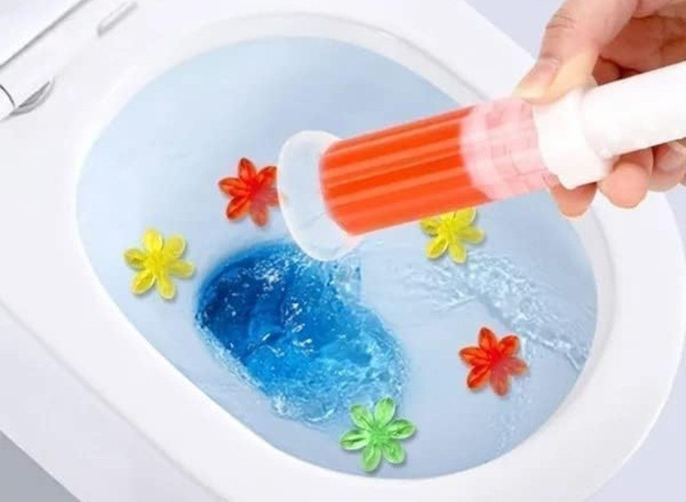 Toilet Freshner And Cleaner Flower Gel (Multicolor)