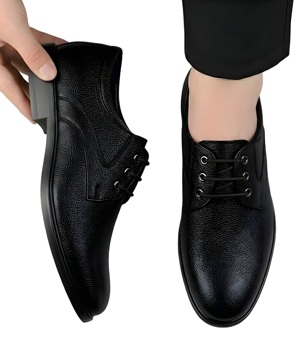 Men's Synthetic Leather Solid Lace-Up Formal Shoes (Black)