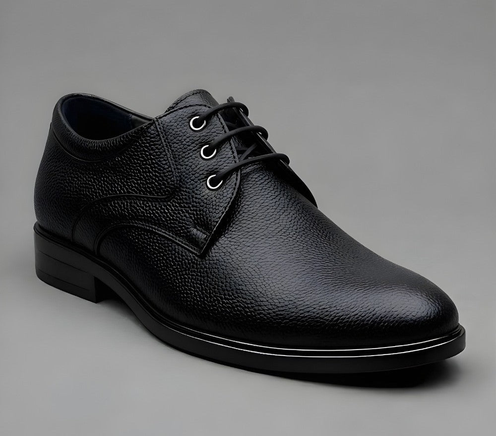 Men's Synthetic Leather Solid Lace-Up Formal Shoes (Black)