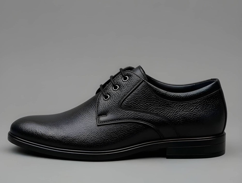 Men's Synthetic Leather Solid Lace-Up Formal Shoes (Black)