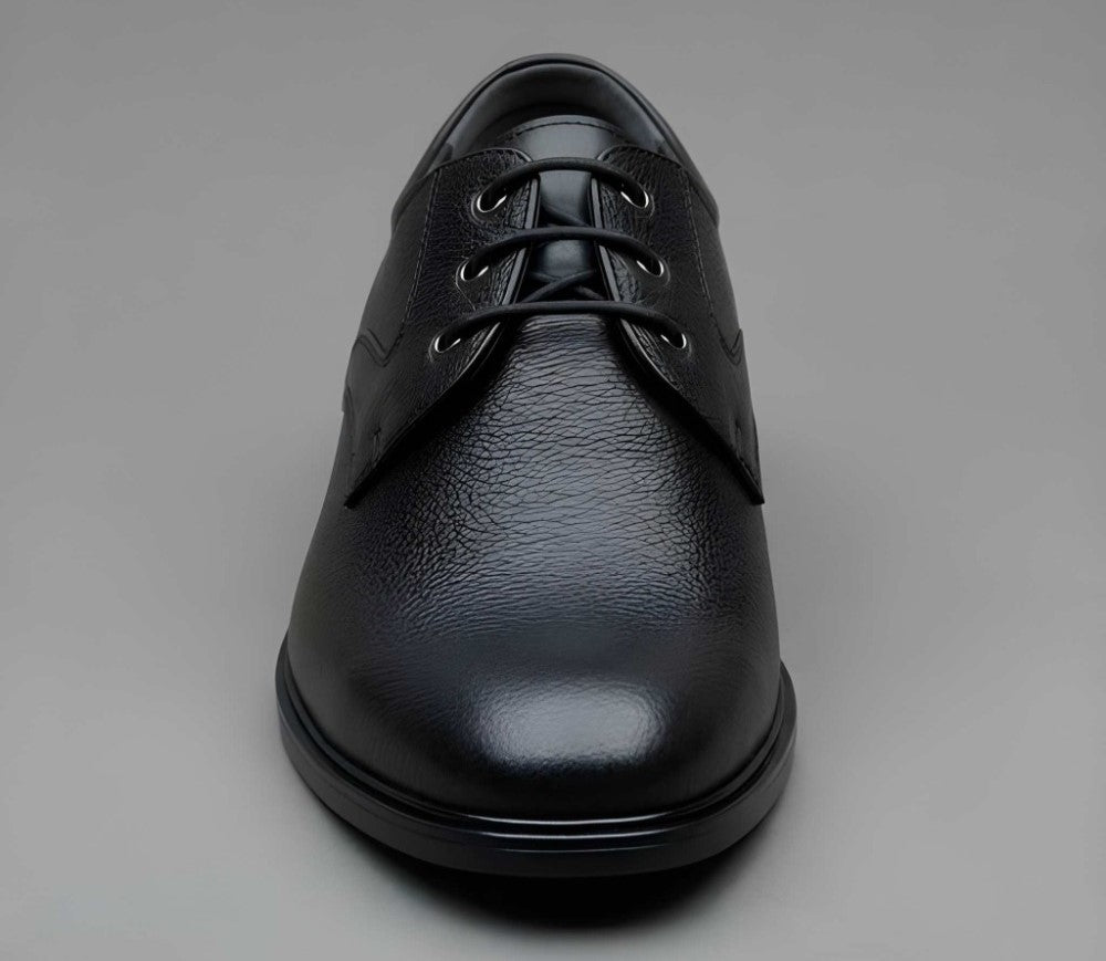 Men's Synthetic Leather Solid Lace-Up Formal Shoes (Black)