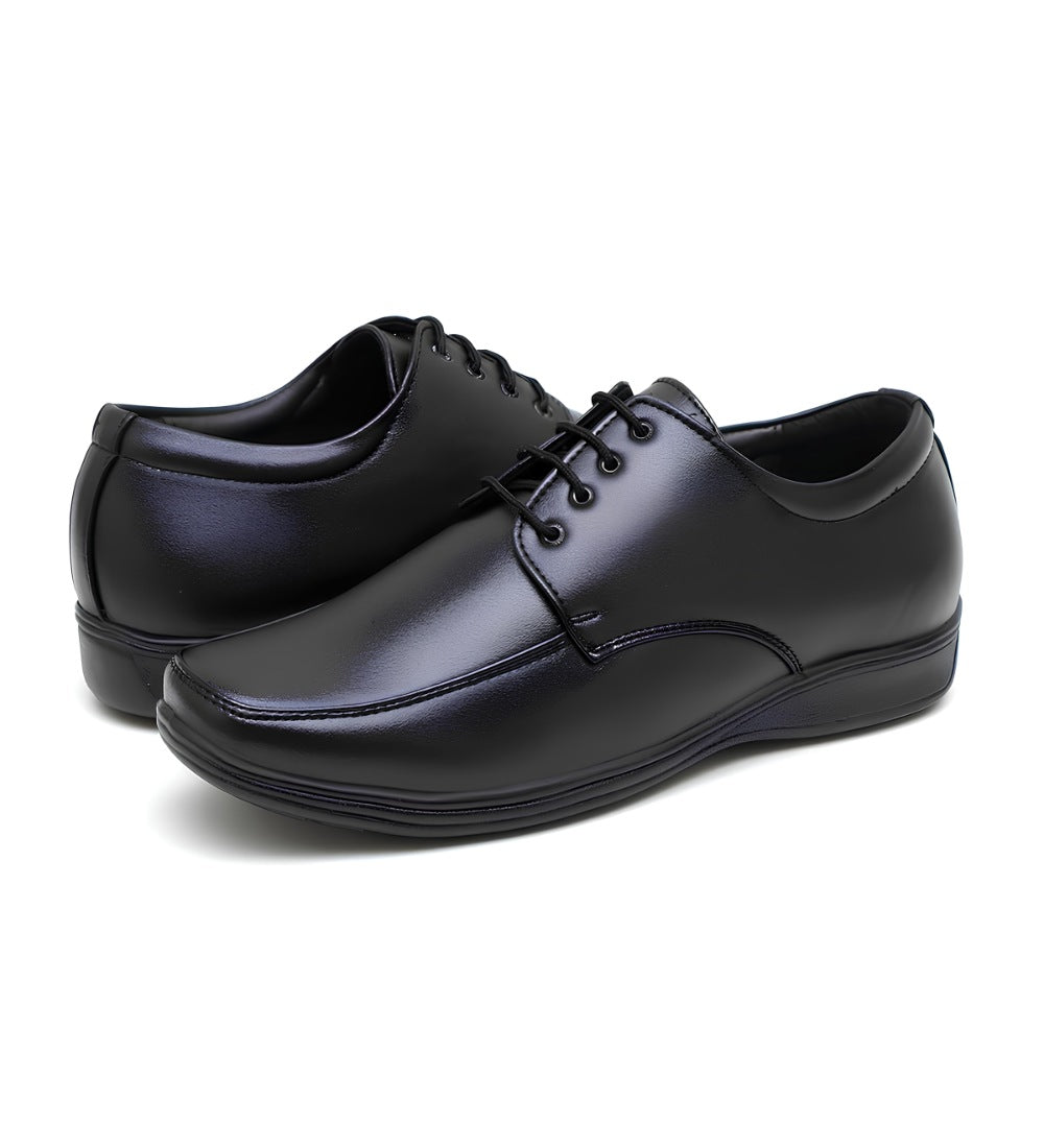 Men's Synthetic Leather Solid Lace-Up Formal Shoes (Black)