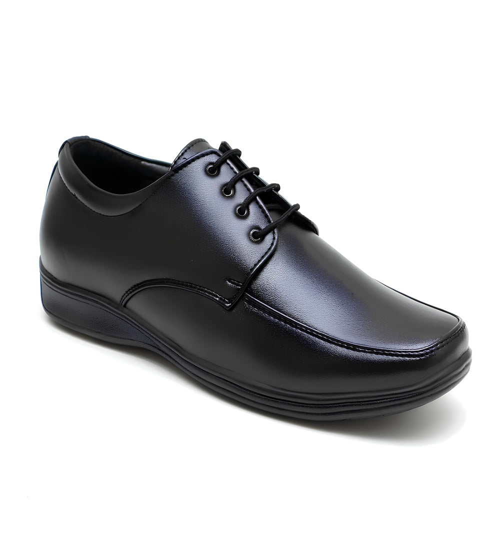 Men's Synthetic Leather Solid Lace-Up Formal Shoes (Black)