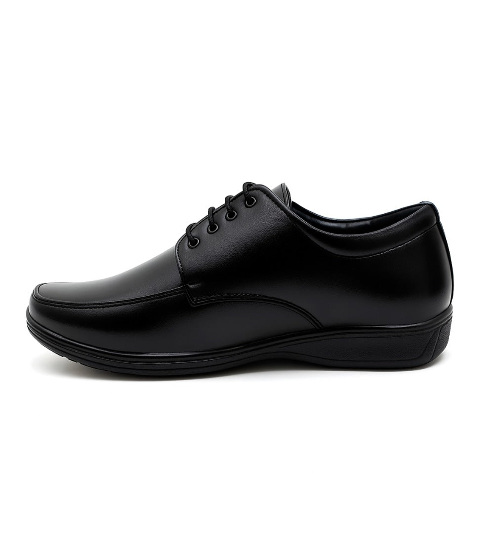 Men's Synthetic Leather Solid Lace-Up Formal Shoes (Black)
