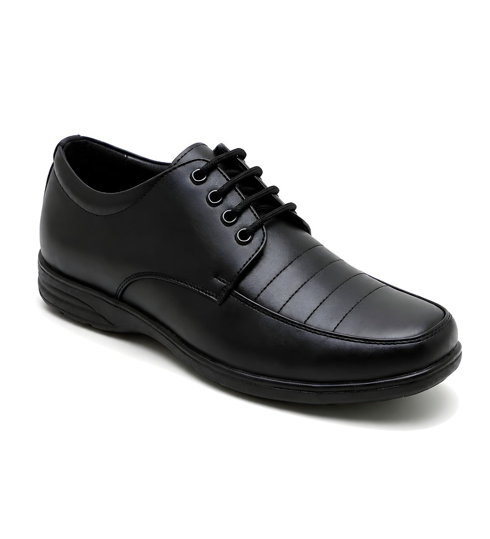 Men's Synthetic Leather Solid Lace-Up Formal Shoes (Black)