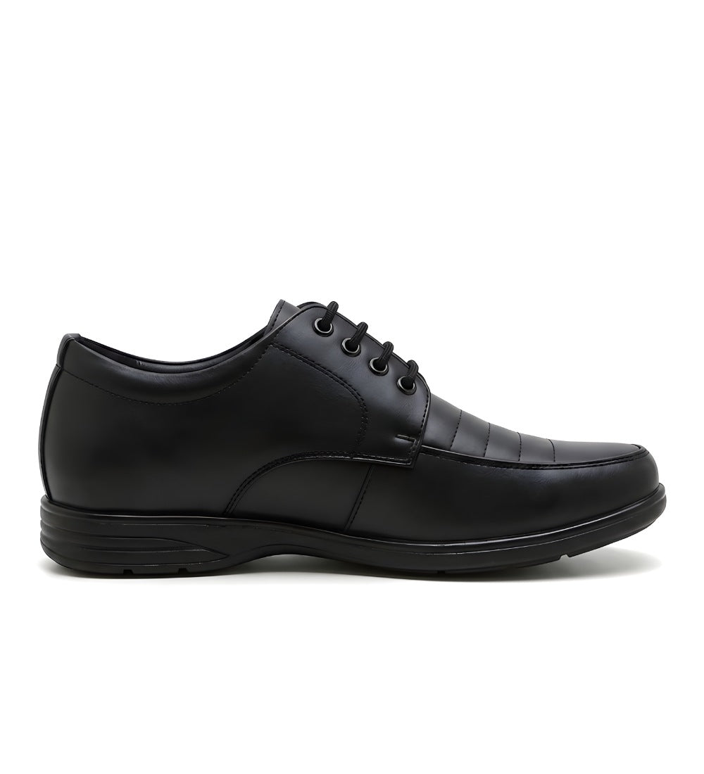 Men's Synthetic Leather Solid Lace-Up Formal Shoes (Black)